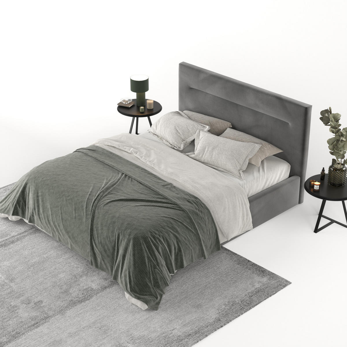 POLSTERBETT Liline 160/200 cm Grau im Kronos Stoff - Schwarz/Naturfarben, Holz/Holzwerkstoff (160/200cm) - AltaBeds