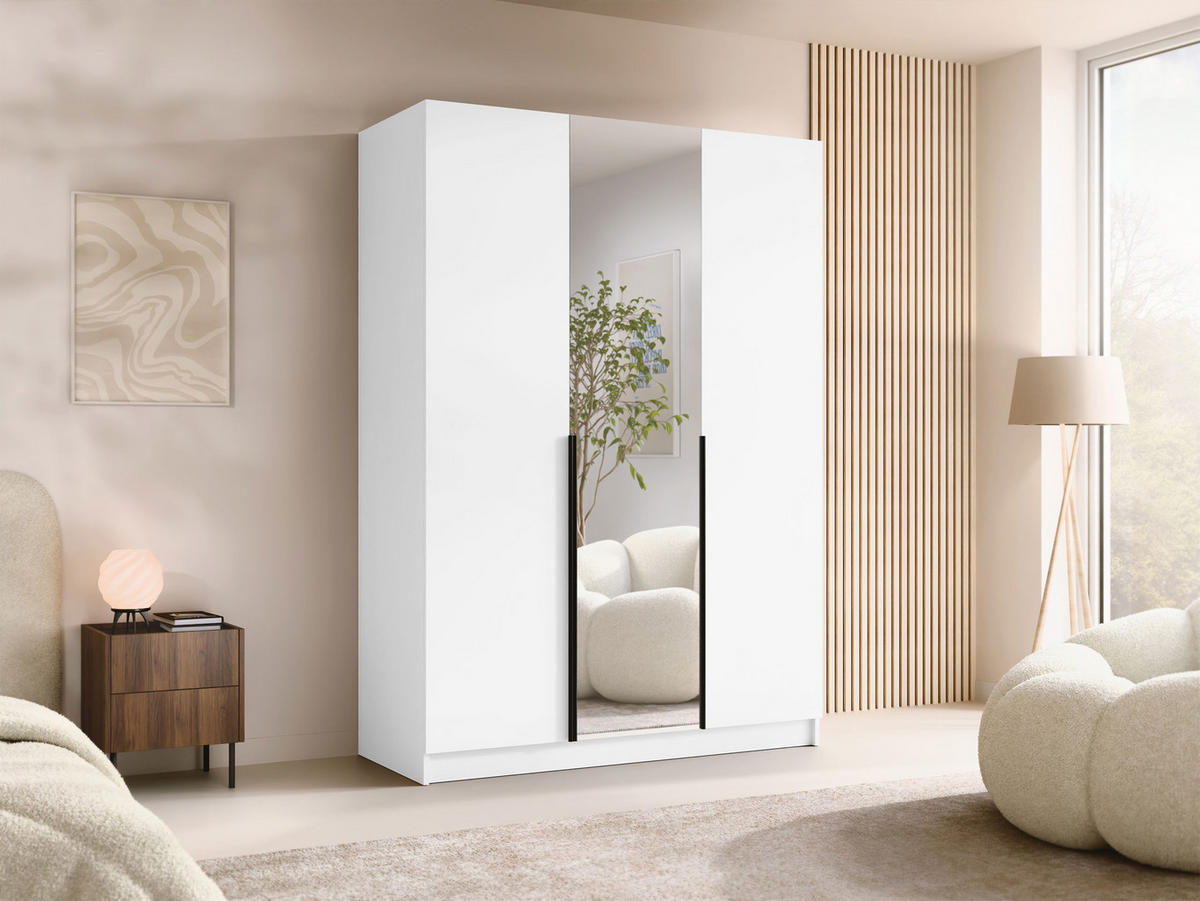 KLEIDERSCHRANK Calia II - Schwarz/Weiß, Holzwerkstoff/Metall (150/215/58cm) - MIRJAN24