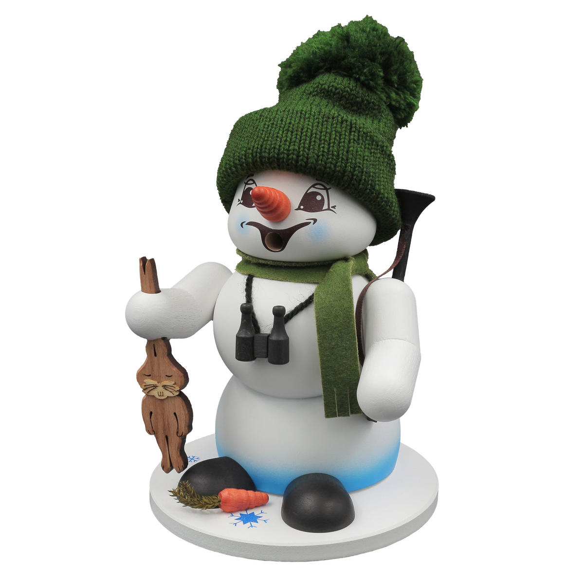 RAUCHFIGUR Schneemann Weiß Jäger 19 cm - Multicolor, Holz (15/19/0.1cm)