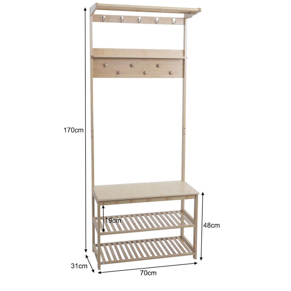 STANDARDNÍ ŠATNÍK Hnědý - hnědá, dřevo (70/170/31cm) - MCW