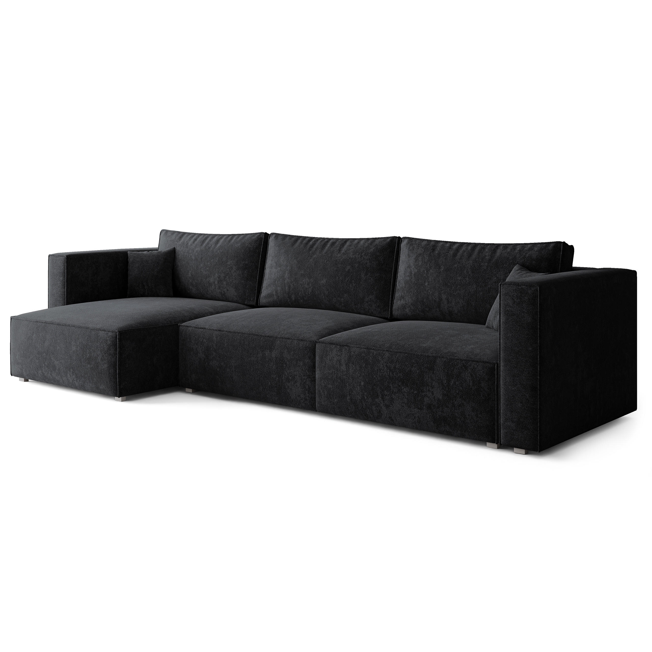 ECKSOFA TOLMO LM Schwarz Chenille mit Schlaffunktion - Schwarz, Holzwerkstoff/Textil (347/148cm) - MASSENO