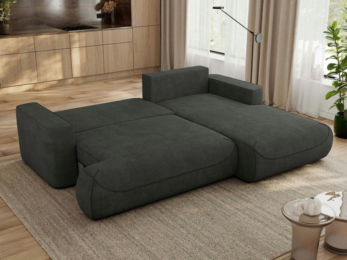 ECKSOFA OVO L Dunkelgrau Struktur - Rechts Seite - Dunkelgrau/Schwarz, Kunststoff/Textil (195/271cm) - MKS