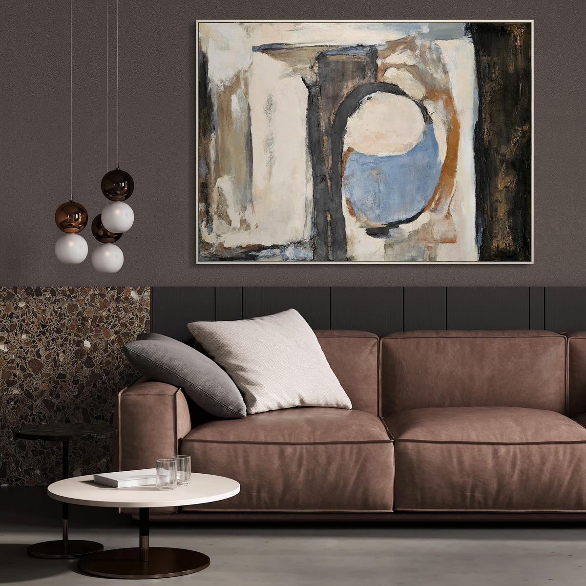 GEMÄLDE Geometrische Farben II Schattenfugenrahmen Beige 180x120 cm - Beige, Holz (180/120cm) - YS-art gallery