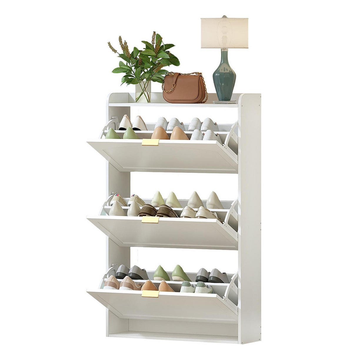 SCHUHKIPPER in B76 x T23 x H118 cm,Weiß - Weiß, Holz/Holzwerkstoff (23/118/76cm) - KOMHTOM