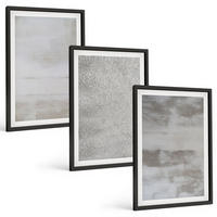 BILDER SET 3er Set - 40x60 cm Schwarzer Rahmen - Moderne minimalistische Texturen - Schwarz, Kunststoff (40/60cm) - TULUP
