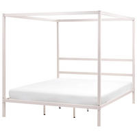 HIMMELBETT Metall 180/200 cm Hellbeige Lestards - Beige, Metall (180/200cm) - Beliani