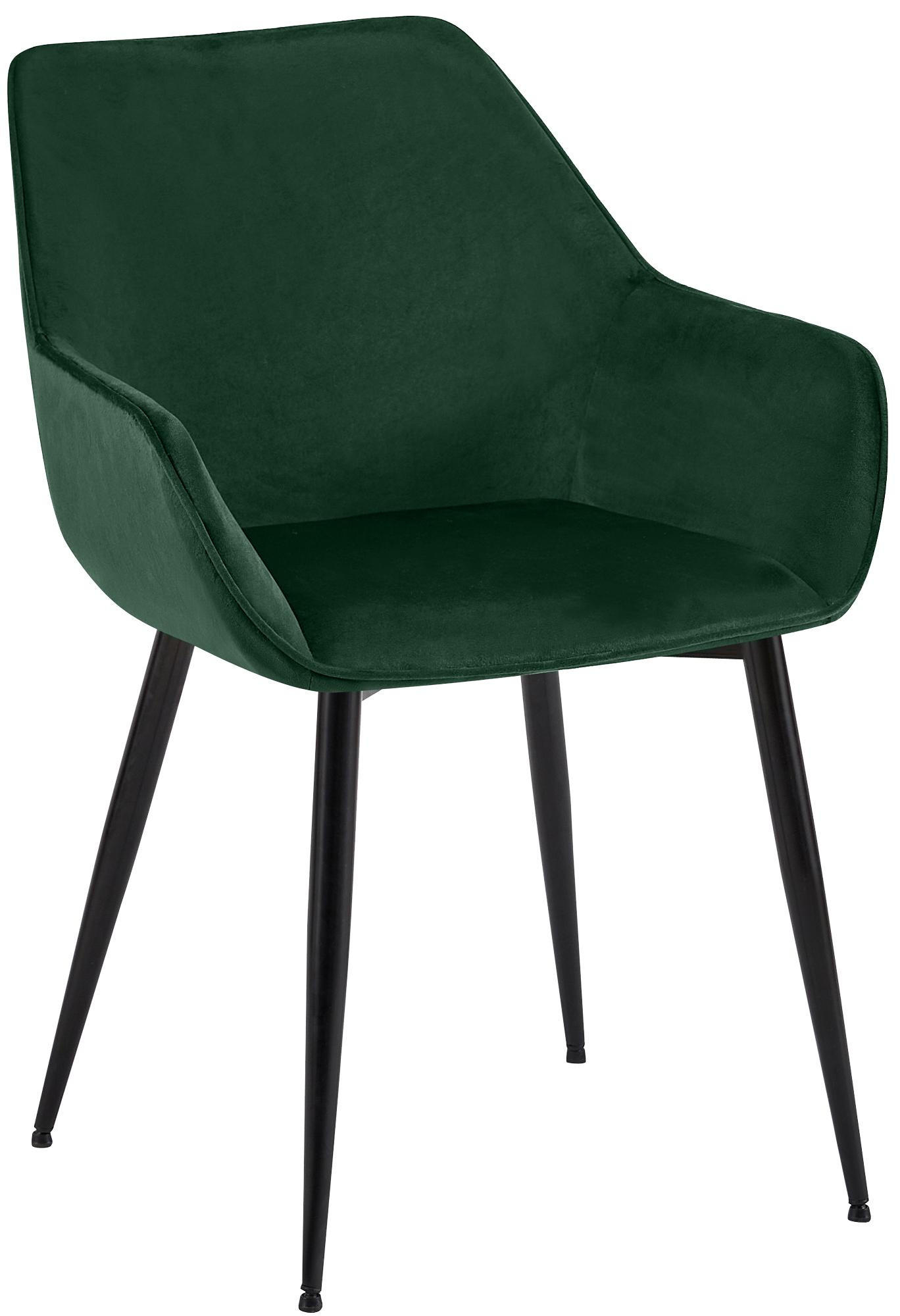 ARMLEHNENSTUHL Samt Grün - Schwarz/Grün, Textil/Metall (52/82/63cm) - CLP