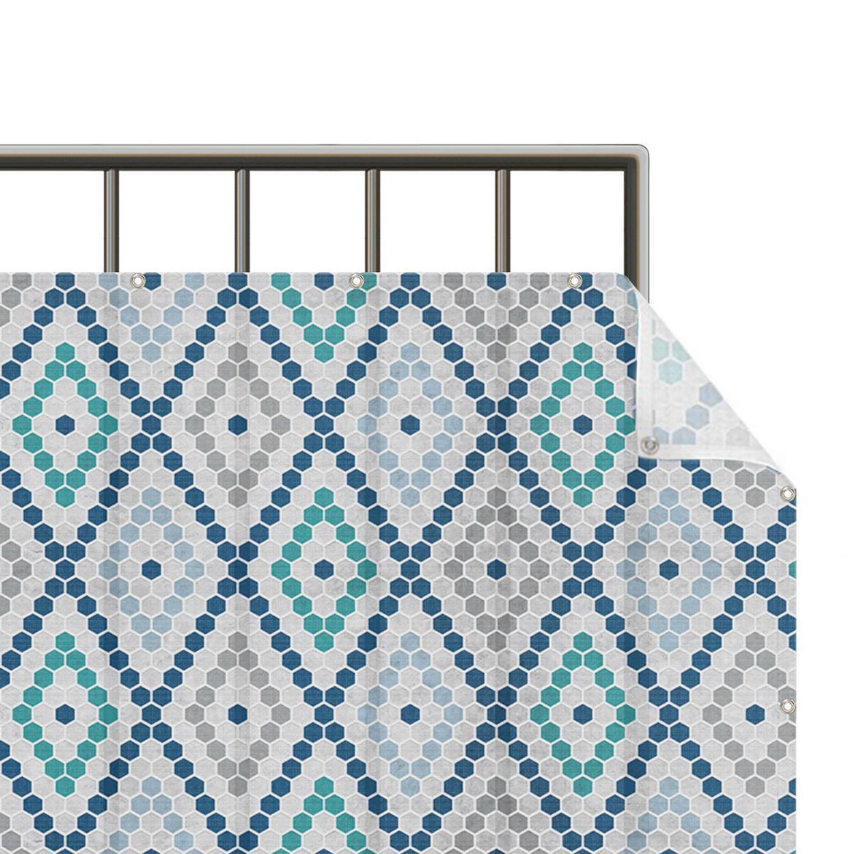 BALKON SICHTSCHUTZ Marokkanisches Fliesenmuster Türkis Blau 100/50 cm - Blau, Kunststoff (100/50cm) - Bilderwelten