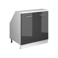 ORMARIĆ ZA KOSI KROV S VRATA Rion Antracit visokog sjaja 80 x 81.6 cm s 2 vrata, korpus ormara dubine 60 cm - bijela/crna visoki sjaj, drvni materijal (80/83.8/60cm) - Vicco
