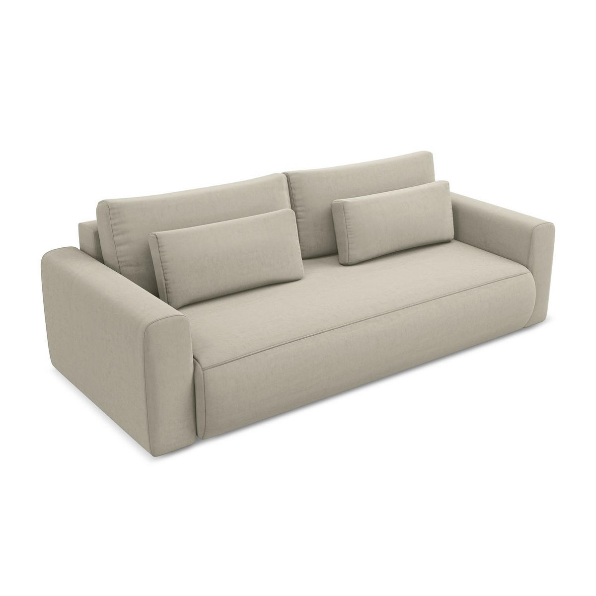 3-SITZER SOFA mit Schlaffunktion Samt Stoff Creme - Perlmutt/Creme, Kunststoff/Textil (238/82/105cm) - LaMiaSofa