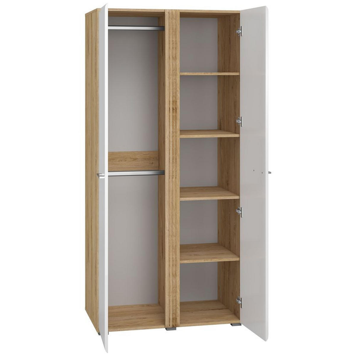 KLEIDERSCHRANK Akron-131 - Weiß, Holzwerkstoff (92/196/56cm) - Lomado