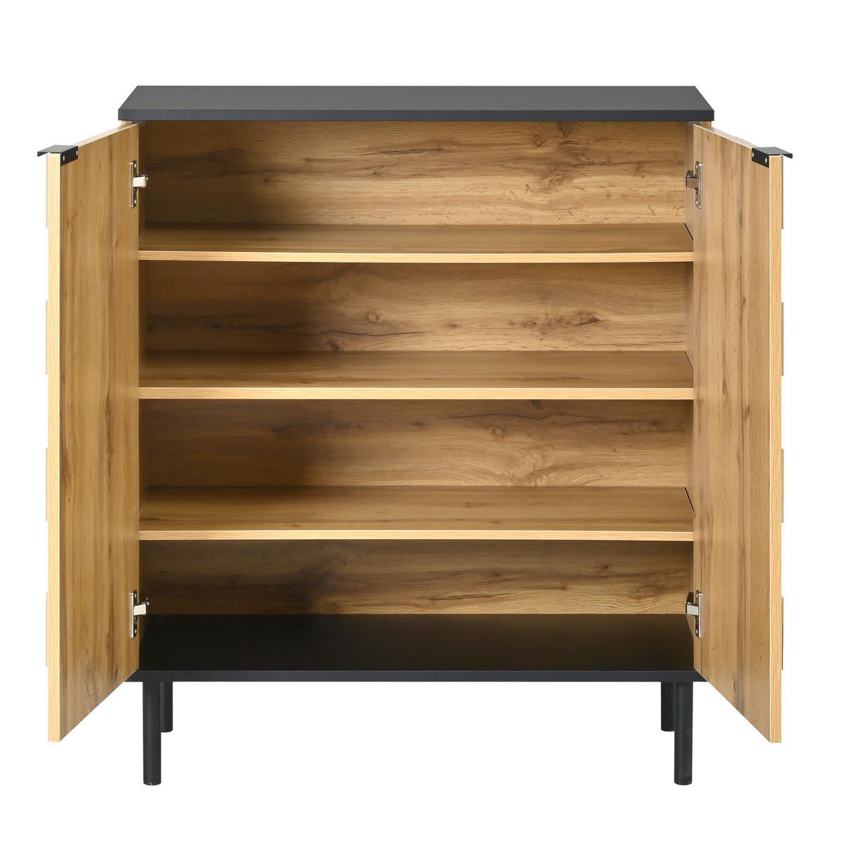 SCHUHSCHRANK 80/35/91,5 cm in Natur mit 2 Türen und höhenverstellbaren Böden - Naturfarben, Holzwerkstoff (80/91/35cm) - BEAOK