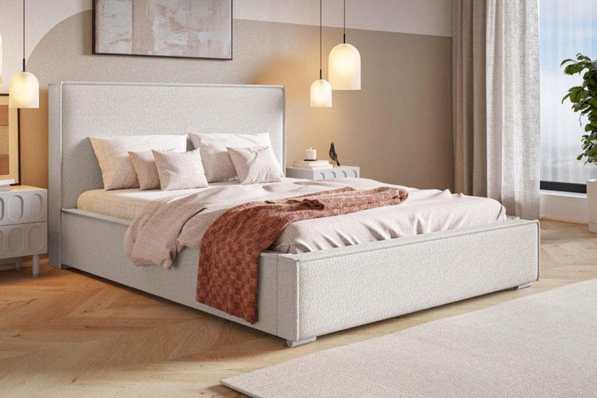 BETT Creme BEN 8 Gepolstert 140x200 cm Mit Schlaffunktion - Schwarz, Textil (140/200cm) - Sepro Meble
