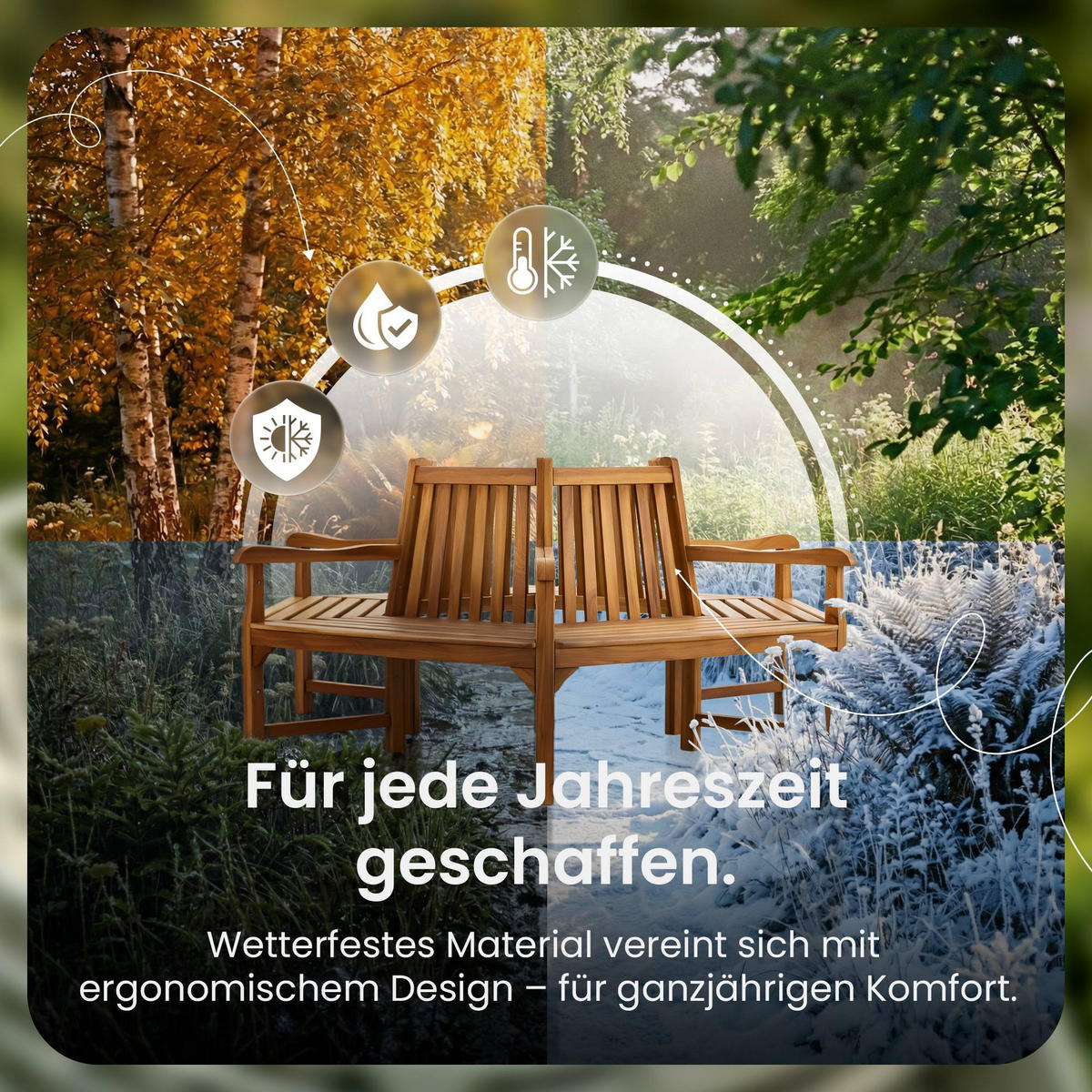 GARTENBANK 200/200 cm Holz Teak - Teakfarben, Holz (200/90/200cm) - CLP