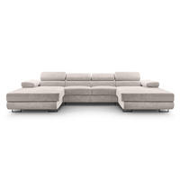 WOHNLANDSCHAFT Arborio Weiß 352/202/90 cm mit Schlaffunktion - Creme/Schwarz, Textil/Metall (352/90/202cm) - AX Living