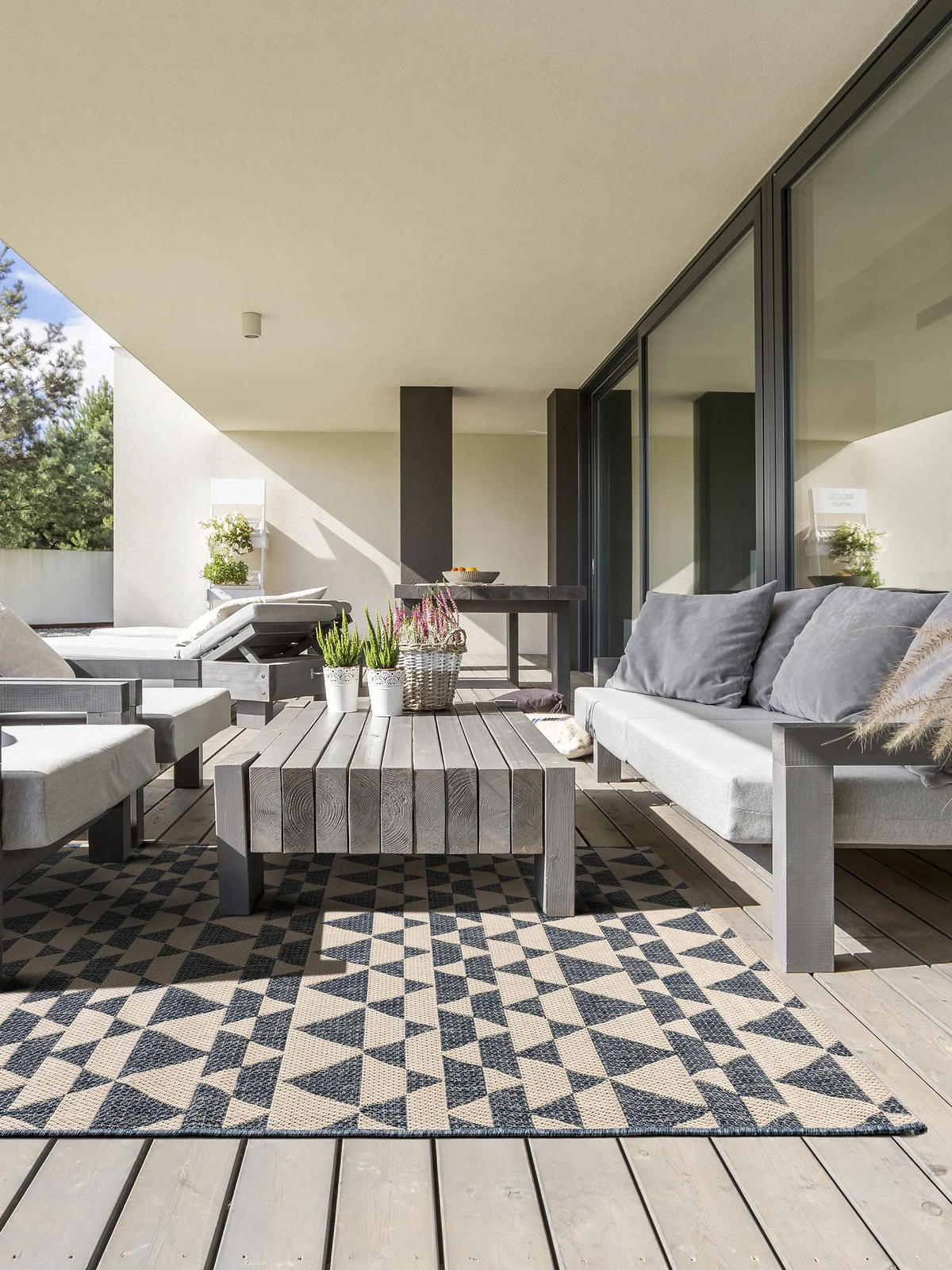 VNITŘNÍ a venkovní koberec River Béžová/Modrá 160x230 cm - béžová, textil/umělá hmota (160/230cm) - benuta Nest