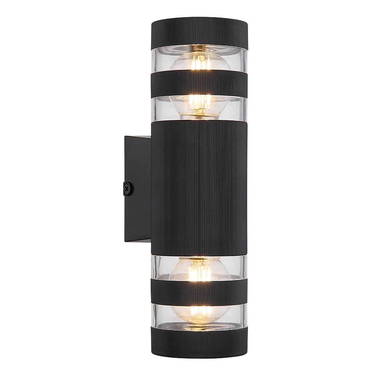 WANDLEUCHTE Hayes, Glas klar, Schwarz, Up & Down, 2er Set - Schwarz, Glas (9.5/22/6.5cm) - Globo Lighting