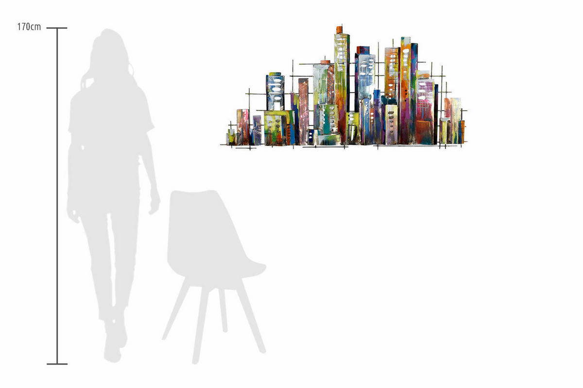 WANDDEKO Bunt 120/60 cm - Multicolor, Metall (3/60/3cm) - KUNSTLOFT