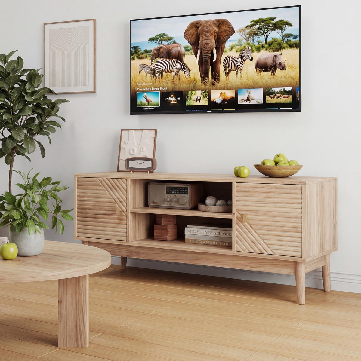 TV-ELEMENT mit Stauraum 110 x 40 x 48 cm MDF Oak - Braun, Holzwerkstoff (40/48/110cm) - Beauniv