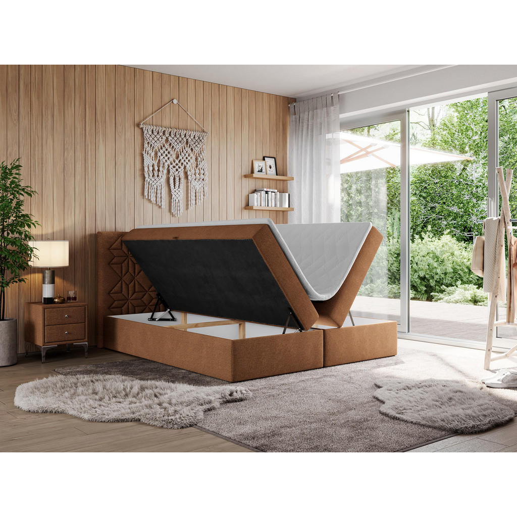 Thumbnail - MKS Boxbett, Orange, Textil, 2-Sitzer, H4, 7-Zonen, Rechteckig, 180x200 cm, Schlafzimmer, Betten, Boxspringbetten
