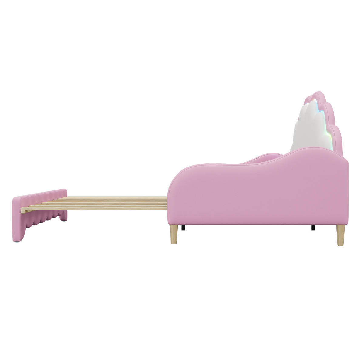 SOFABETT 140x200cm Rosa umwandelbar Kopfteil Lauflicht - Pink, Holz (140/200cm) - FLIEKS