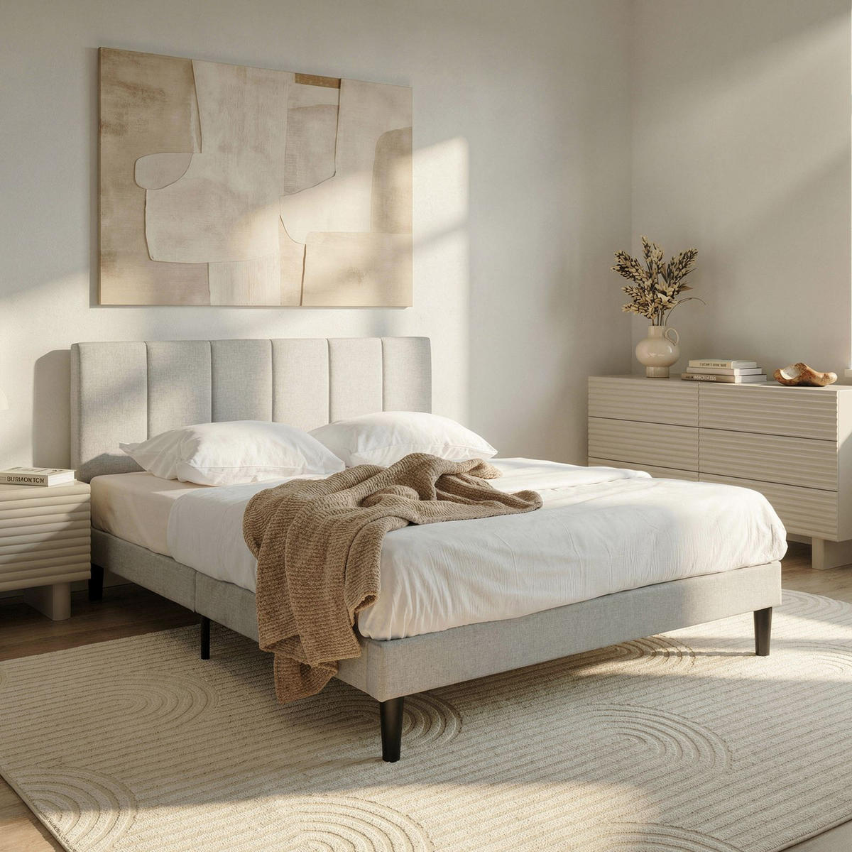 POLSTERBETT OLBIA 140x200 cm hellgrau - Hellgrau, Textil (140/200cm) - IDIMEX