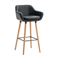 BARHOCKER Grande, Gestell Holz, Kunstleder Schwarz - Schwarz/Braun, Holz/Kunststoff (55/99/46cm) - TPFLiving