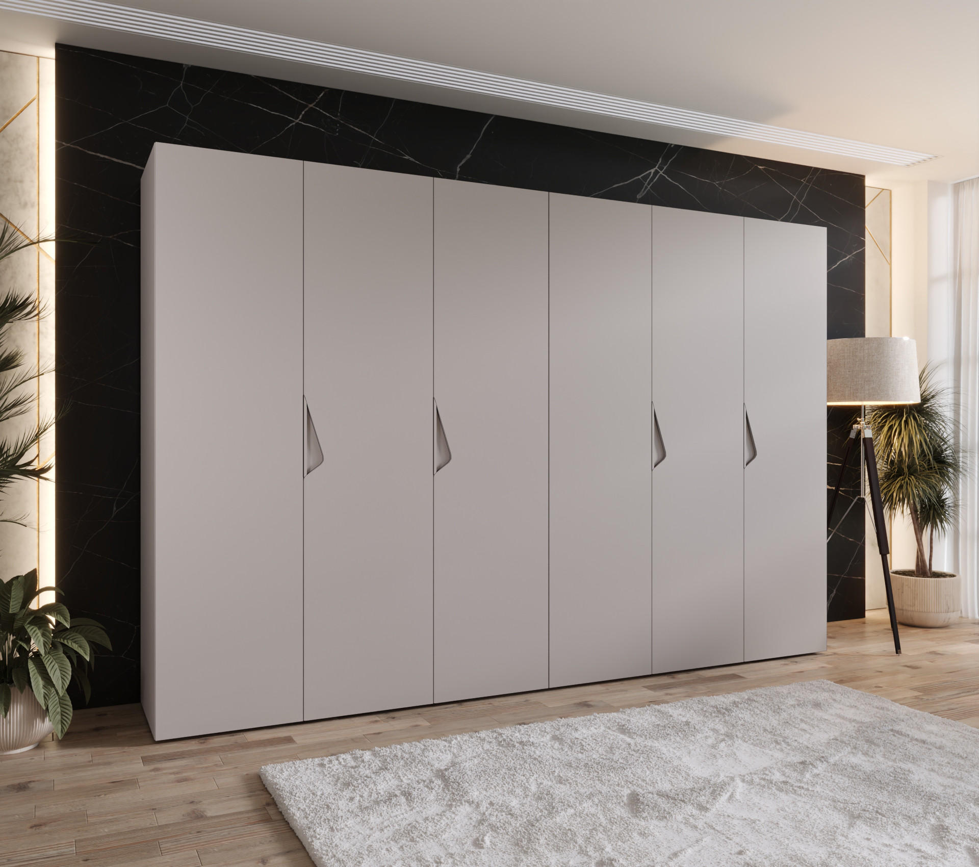 DREHTÜRENSCHRANK 202/300/52 6-türig - Beige, Holz/Metall (300/202/52cm) - Abiks Möbel