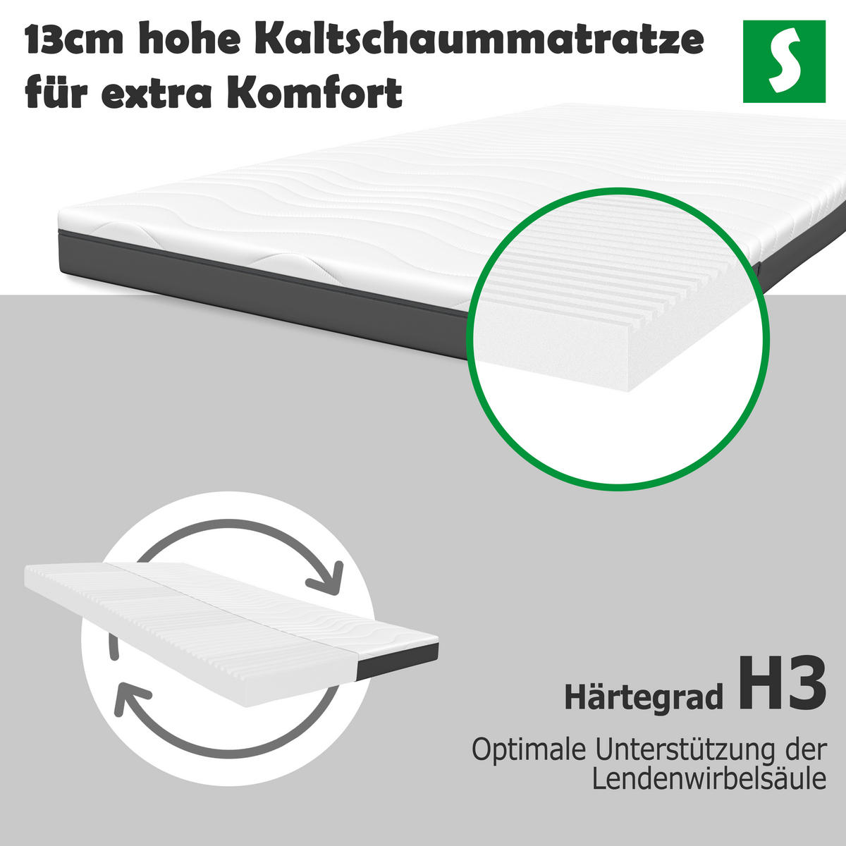 KALTSCHAUMMATRATZE – Ergonomischer Liegekomfort 160x200 cm - Weiß, Textil (160/200cm) - Schlaftroll