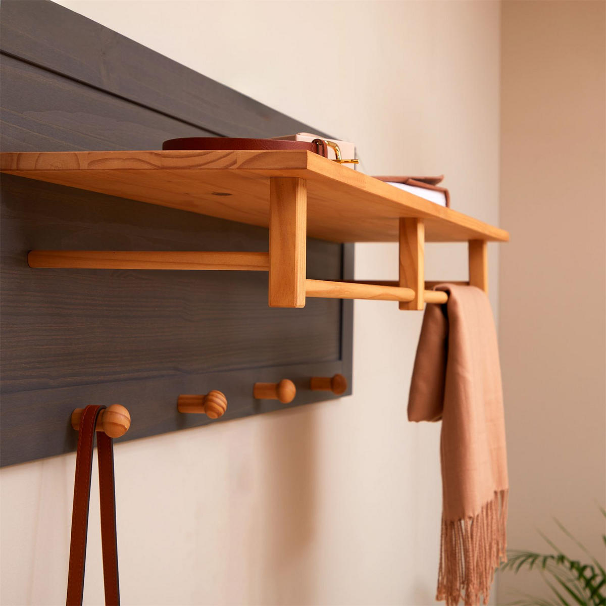 WANDGARDEROBE BOLTON - Anthrazit/Grau, Holz (109/40/27cm) - IDIMEX