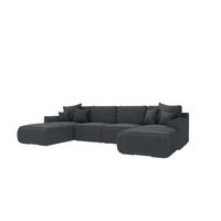 WOHNLANDSCHAFT GUSTO Cordstoff Graphitfarben inkl. Schlaffunktion - Chromfarben/Graphitfarben, Kunststoff/Textil (306/96/194cm) - 99rooms