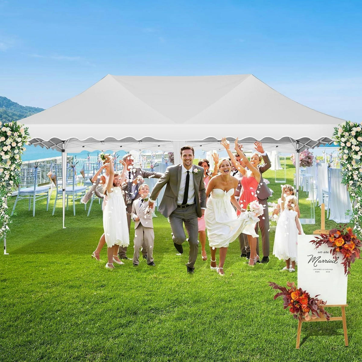 FALTPAVILLON 3x6 m mit Seitenwänden Weiß - Weiß, Textil (600/315/300cm)