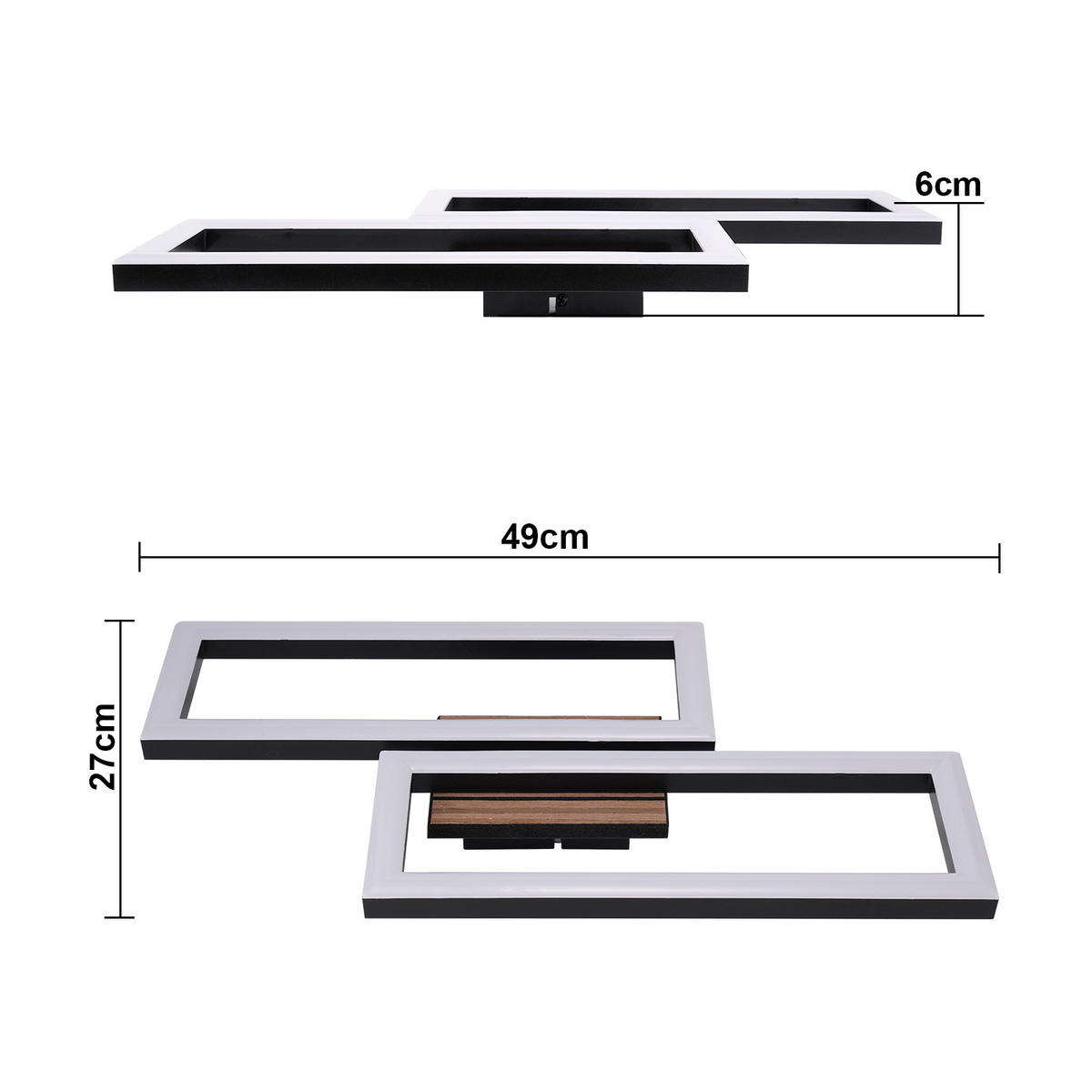 LED Deckenleuchte 27/50/6cm - Schwarz, Metall (50/27/6cm) - Nettlife