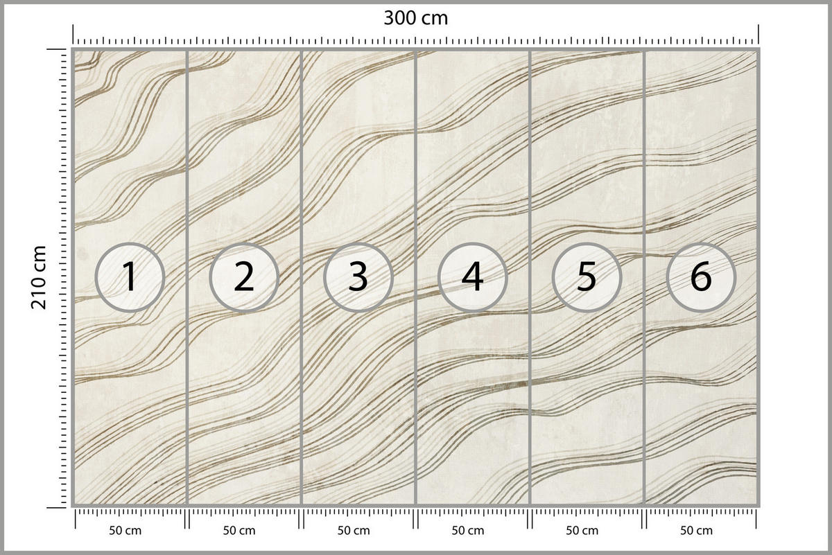 FOTOTAPETE für Wohnzimmer Beige Wellen Abstraktion 300x210 - Beige, Papier (300/210cm) - Muralo