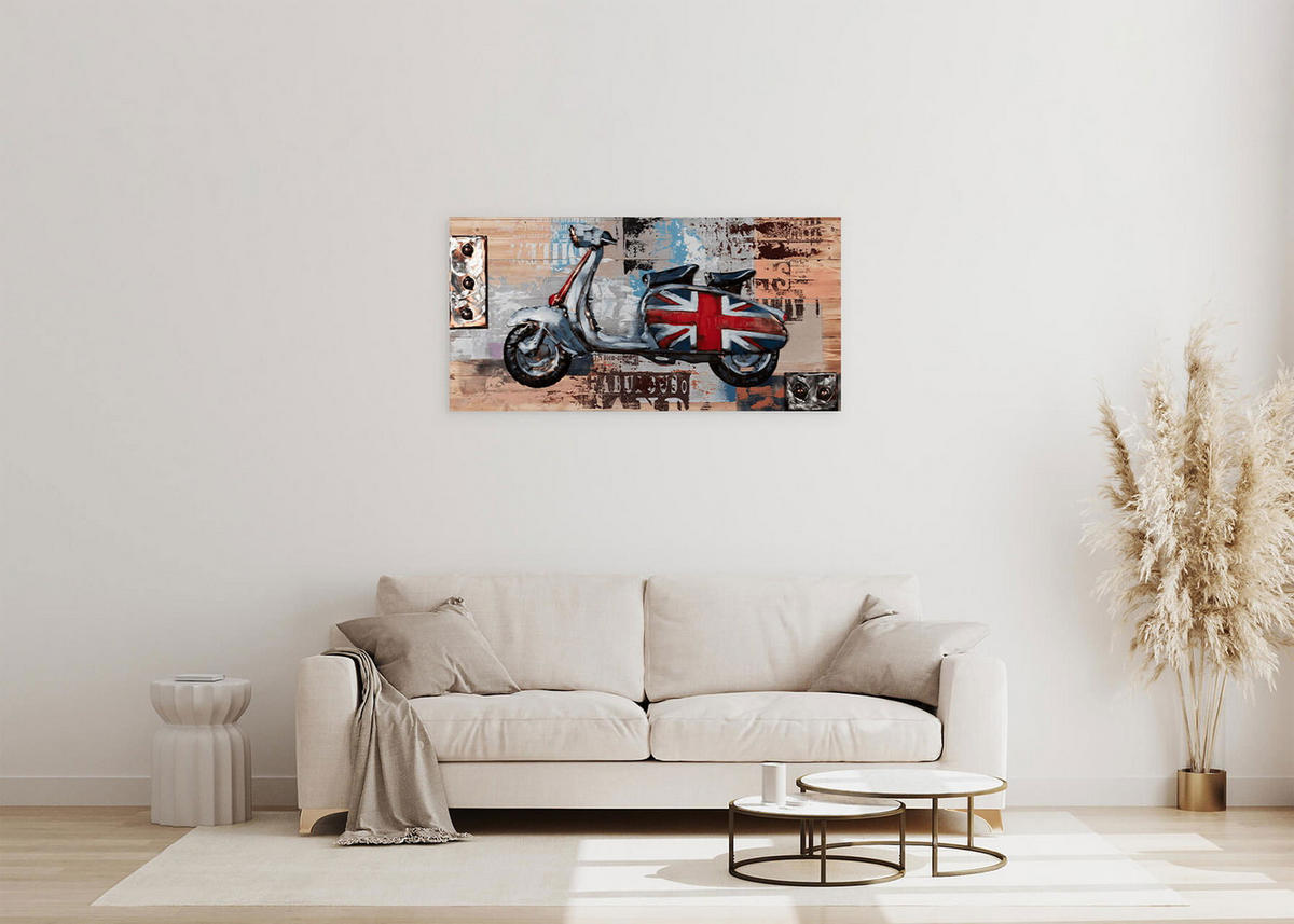 WANDBILD Beige 100/50 cm - Beige, Holz/Metall (3.5/50cm) - KUNSTLOFT