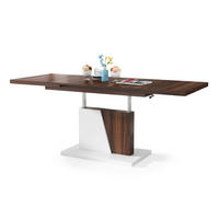 COUCHTISCH rechteckig Nussbaum - Weiß matt ausziehbar höhenverstellbar - Nussbaumfarben/Weiß, Holzwerkstoff (70/120/60cm) - designimpex