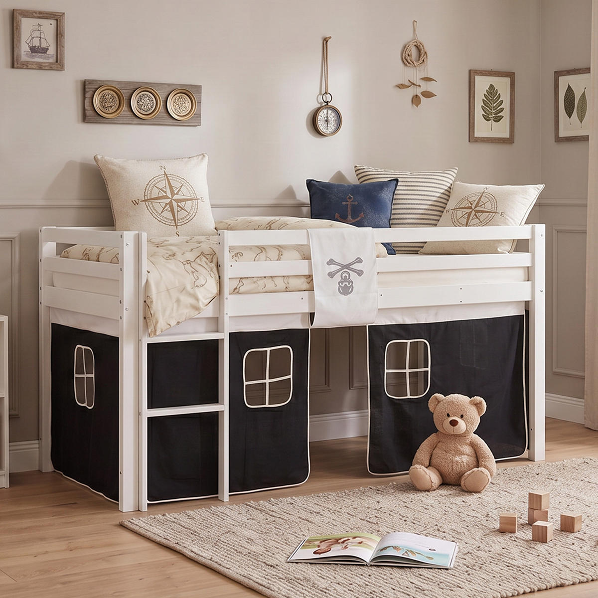 HOCHBETT Lattenrost 90/200 cm Pirat - Schwarz/Weiß, Holz (90/200cm) - Homestyle4u