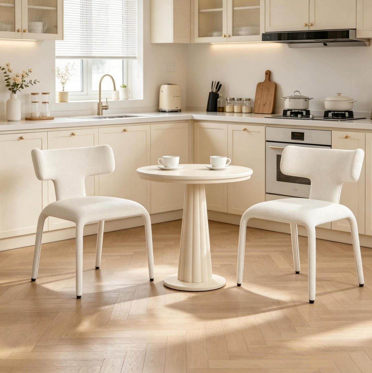STÜHLE 53/53/78 cm aus Leinen mit Rollen, Apricot Cream - Creme, Textil (53/78/53cm) - OKMYHOME