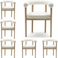 ESSZIMMERSTUHL MAYA 6er Set in Weiß Boucle mit massivem Buchenholzgestell 62/56/78 cm - Hellbraun/Braun, Holz/Textil (61/74/57.5cm) - WFL GROUP