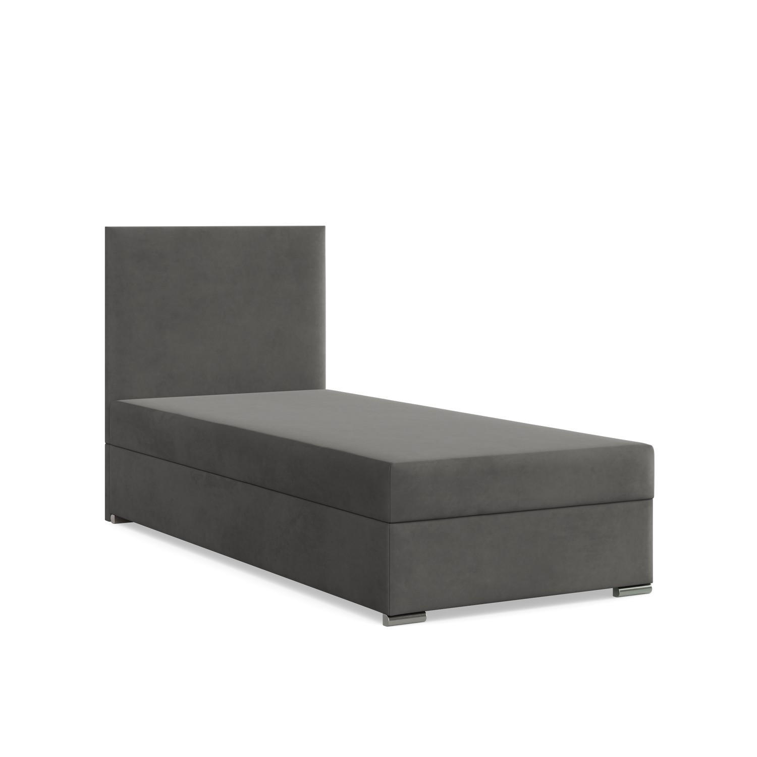 BOXBETT MIT KOPFTEIL 90x200 ZONZA, Grau - Graphitfarben, Textil (90/200cm) - Mebligo