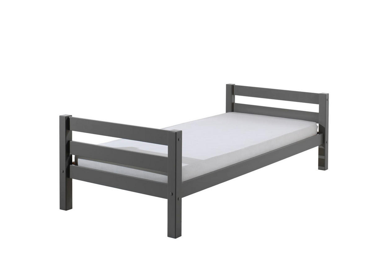 EINZELBETT Karolina 210x63x99 aus Massivholz in grau - Grau, Holz (90/200cm) - 58aufmkessel