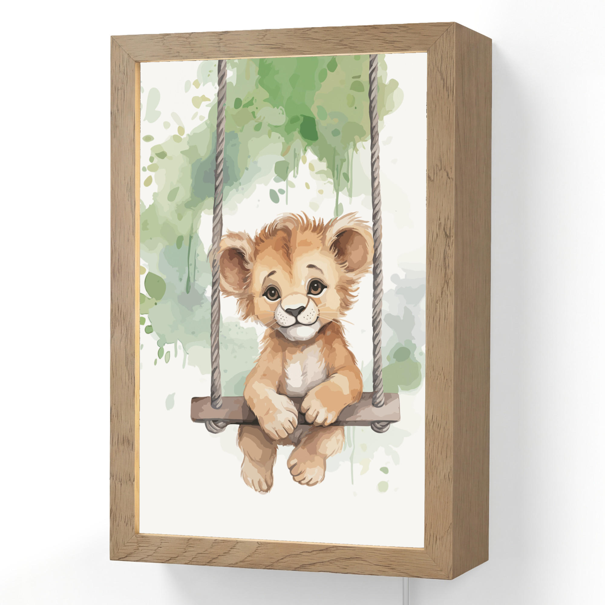 OnlyWow NÁSTĚNNÁ LAMPA Lev - Zvíře - Děti - Džungle 20x30 cm