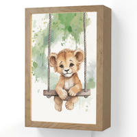 WANDLEUCHTE Löwe - Tier - Kinder - Dschungel 20x30 cm - Weiß, Holzwerkstoff (20/30/8cm) - OnlyWow