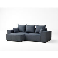 ECKSOFA MIT SCHLAFFUNKTION Moyo Blau Grau Webstoff - Blaugrau/Schwarz, Holz/Holzwerkstoff (255/148cm) - Maison de Reve