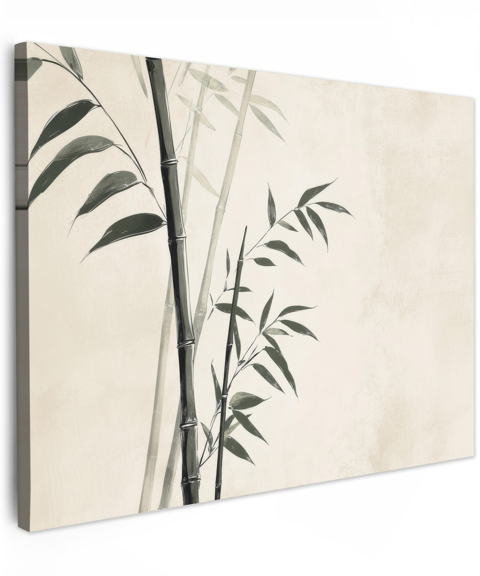 LEINWANDBILD Japandi - Bambus - Beige 40x30 cm - Eukalyptusholzfarben, Textil (40/30cm) - MuchoWow