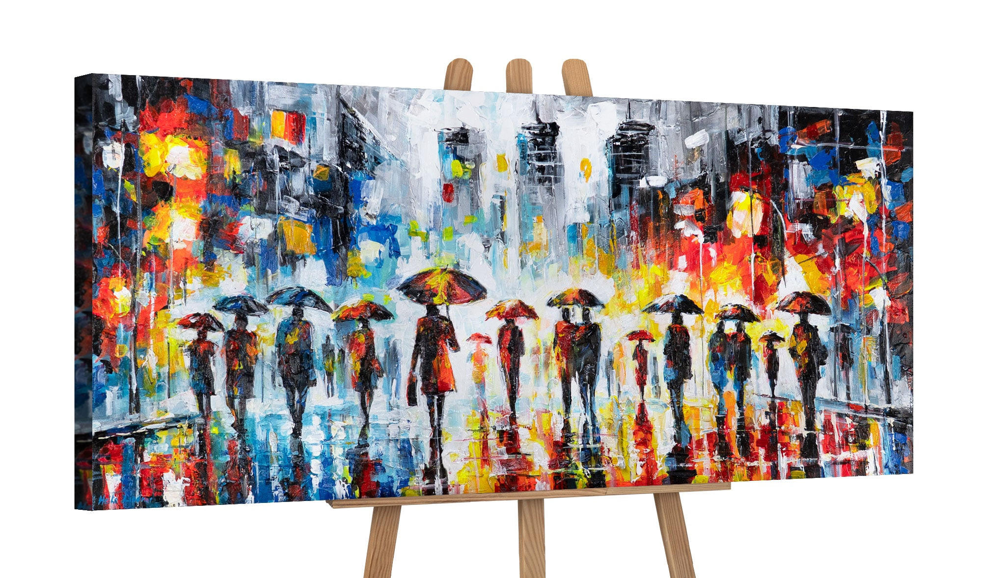 GEMÄLDE Bunter Abend auf Keilrahmen 115x50 cm - Multicolor, Holz (115/50cm) - YS-art gallery