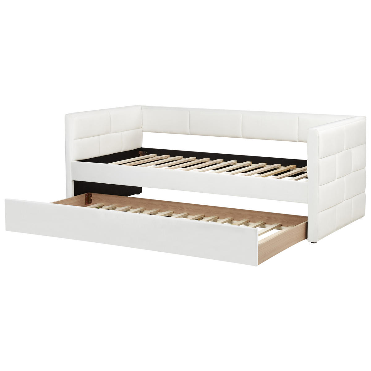 AUSZIEHBETT 90x205 cm Weiß Chavonne - Creme, Textil (90/205cm) - Beliani