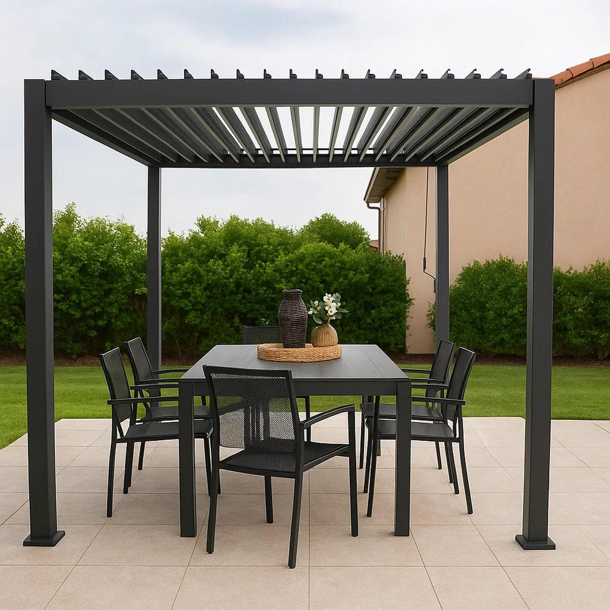 LAMELLENPERGOLA Mirador Deluxe Anthrazit Double-Layer Aluminium 300/300/250 cm - Grau, Kunststoff (300/250/300cm) - Green Spirit