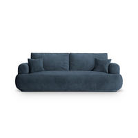 SOFA ausklappbar mit Bettkasten Ella aus strukturiertem Stoff dunkelblau 3 Sitzplätze - Dunkelblau, Textil (108/94/271cm) - Micadoni