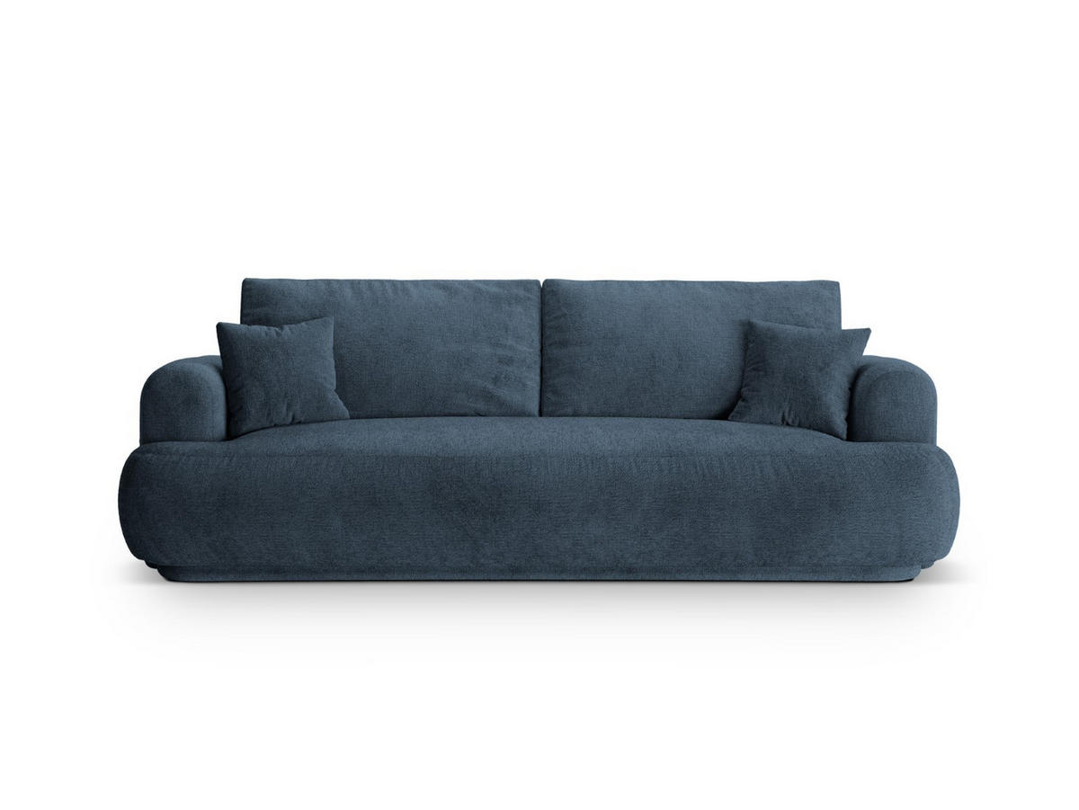 SOFA ausklappbar mit Bettkasten Ella aus strukturiertem Stoff dunkelblau 3 Sitzplätze - Dunkelblau, Textil (108/94/271cm) - Micadoni